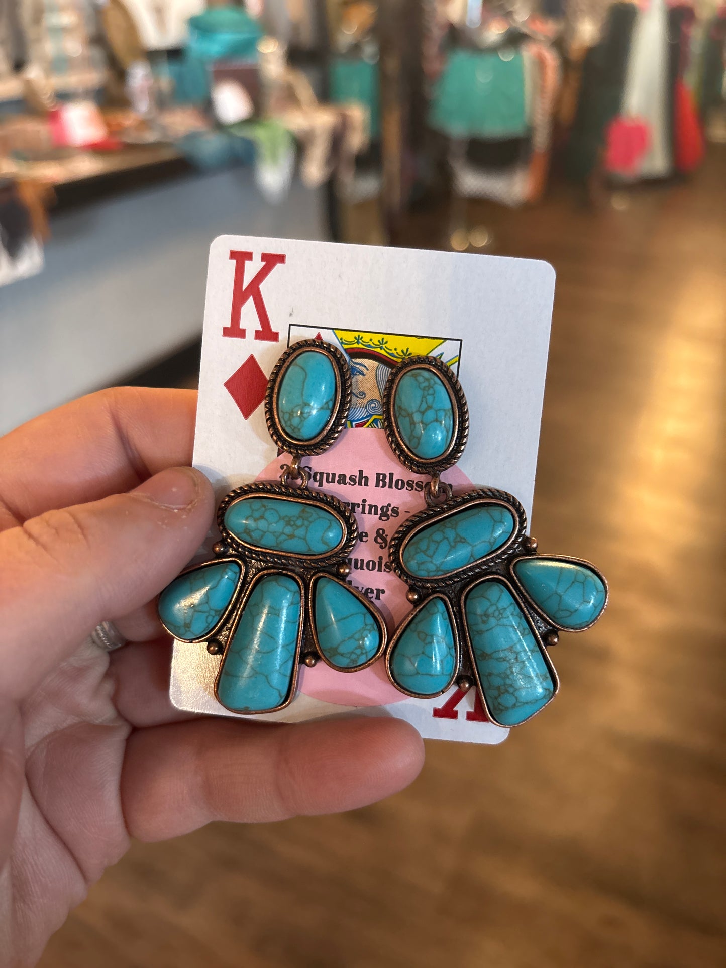 2. Squash Blossom Earrings - Turquoise & Silver - Turquoise & Silver