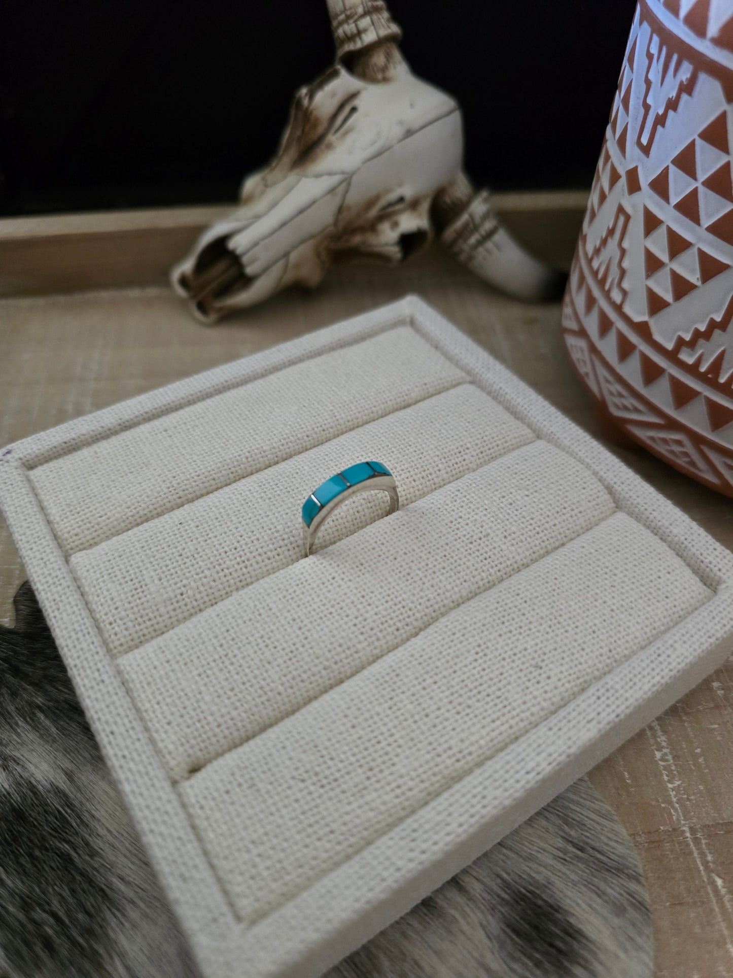ROSINA KANESTA THIN ZUNI STACKER TURQUOISE RING