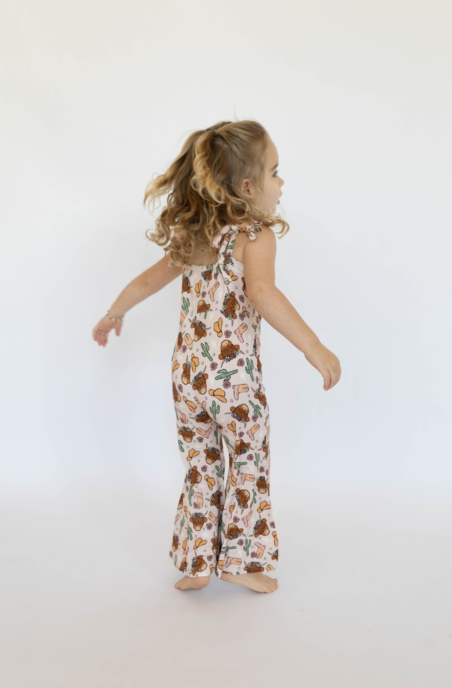 Pink Highland Cow Bell Romper