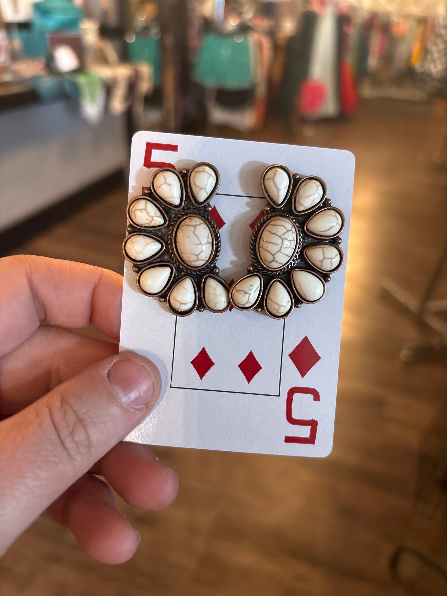 2. Squash Blossom Earrings - Ivory & Copper