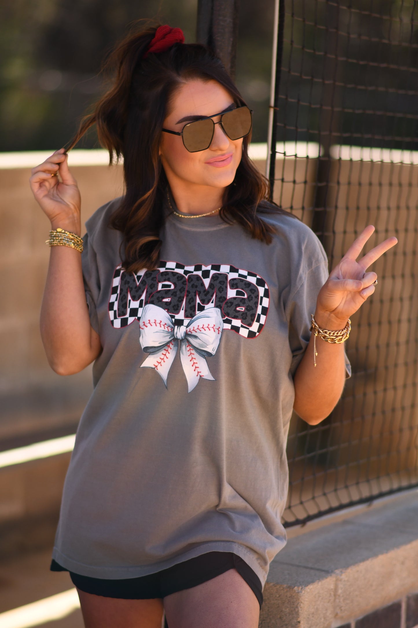 Mama & Sissy Baseball Bow Tees