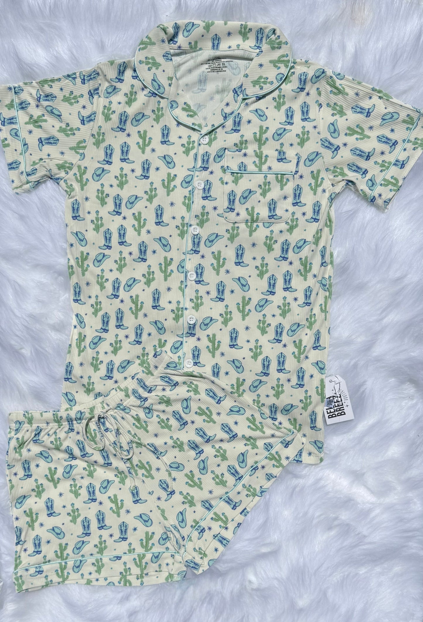 Wild West Cowboy Women's Bamboo Button Up PJ Set