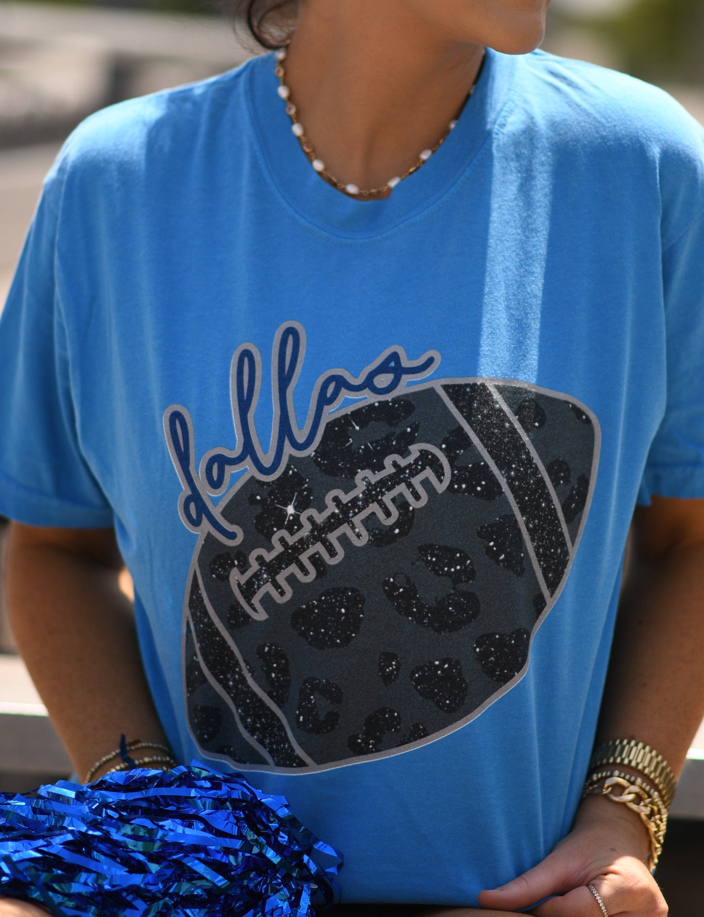 Dallas Faux Glitter Football Tee