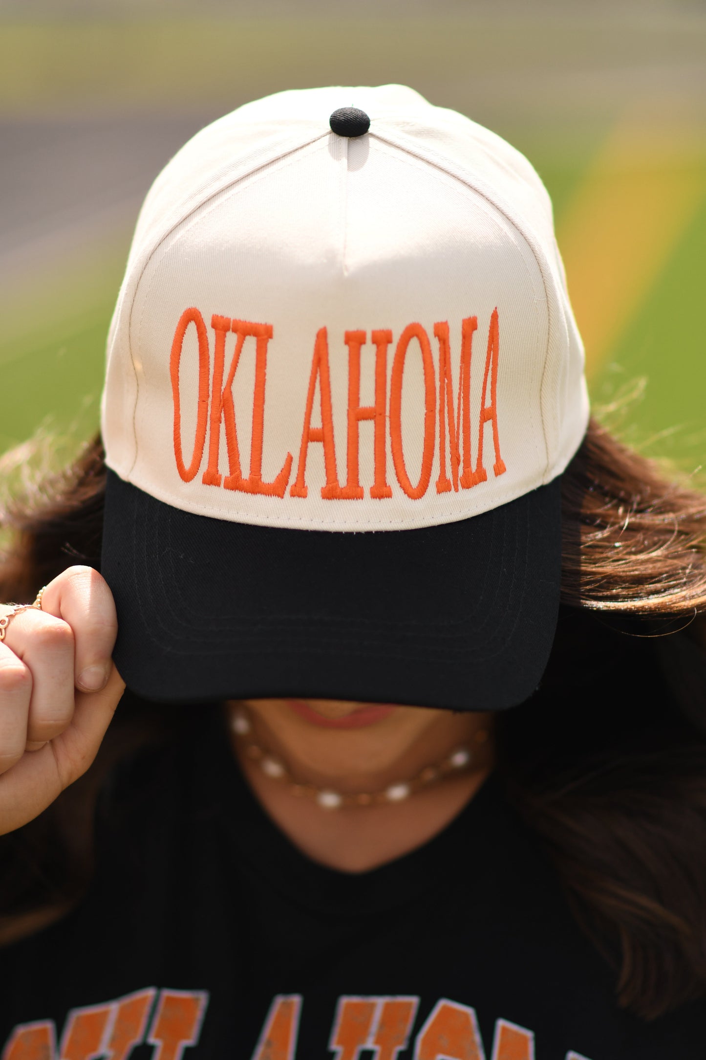 Orange And Black Oklahoma Two Tone Hat