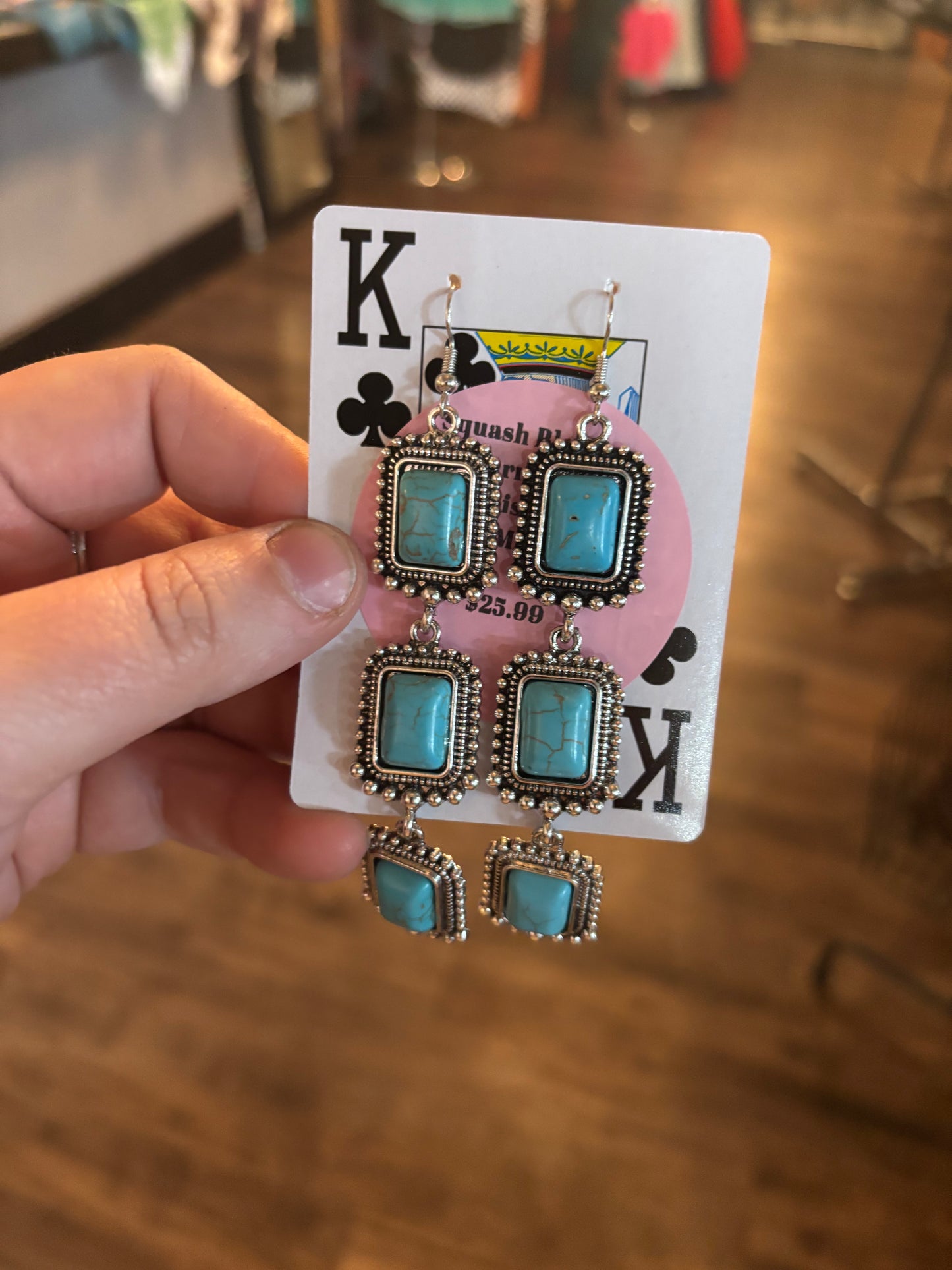 Squash Blossom Earrings - Turquoise & Silver -Multi