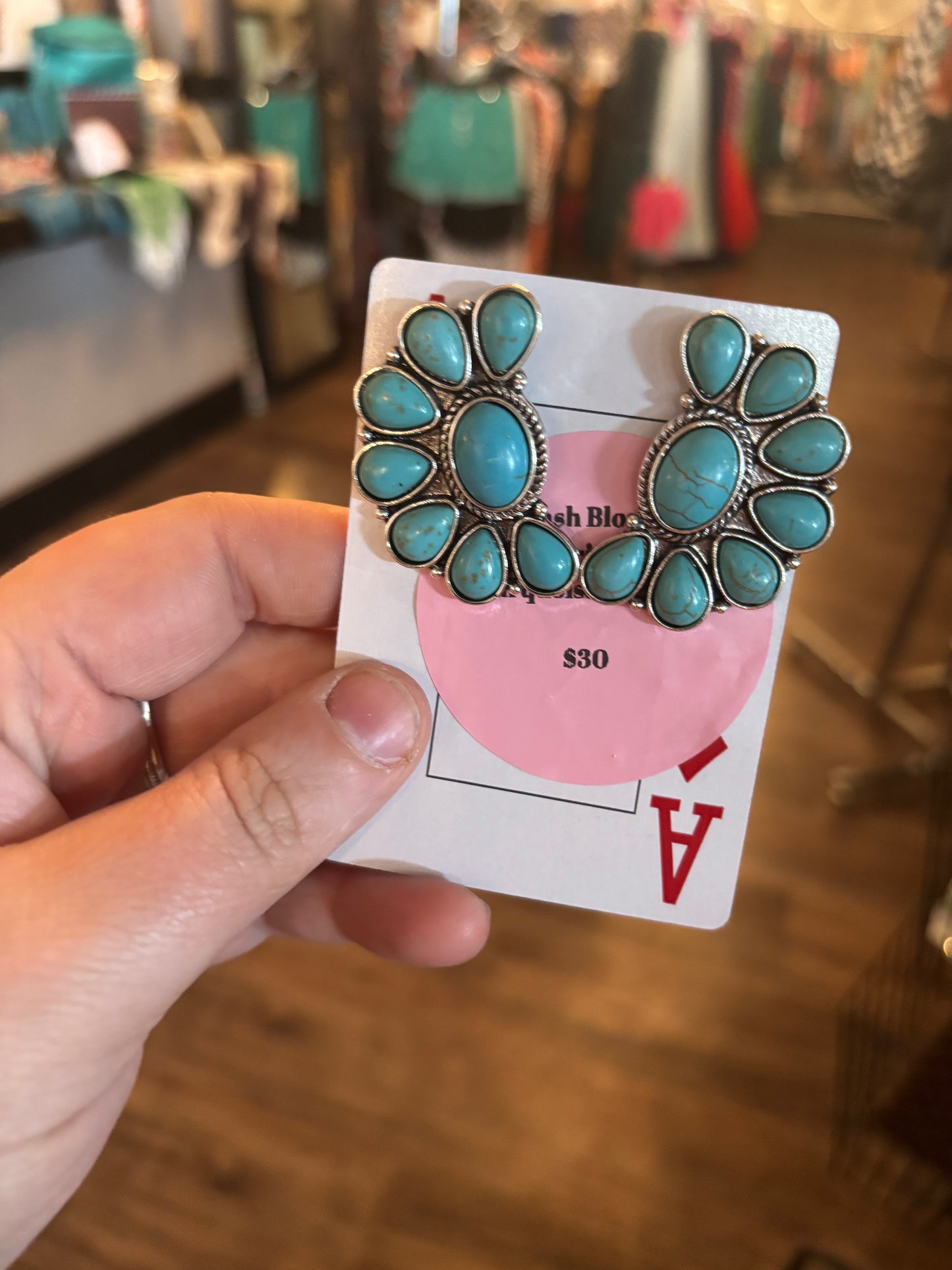 Squash Blossom Earrings - Turquoise & Silver