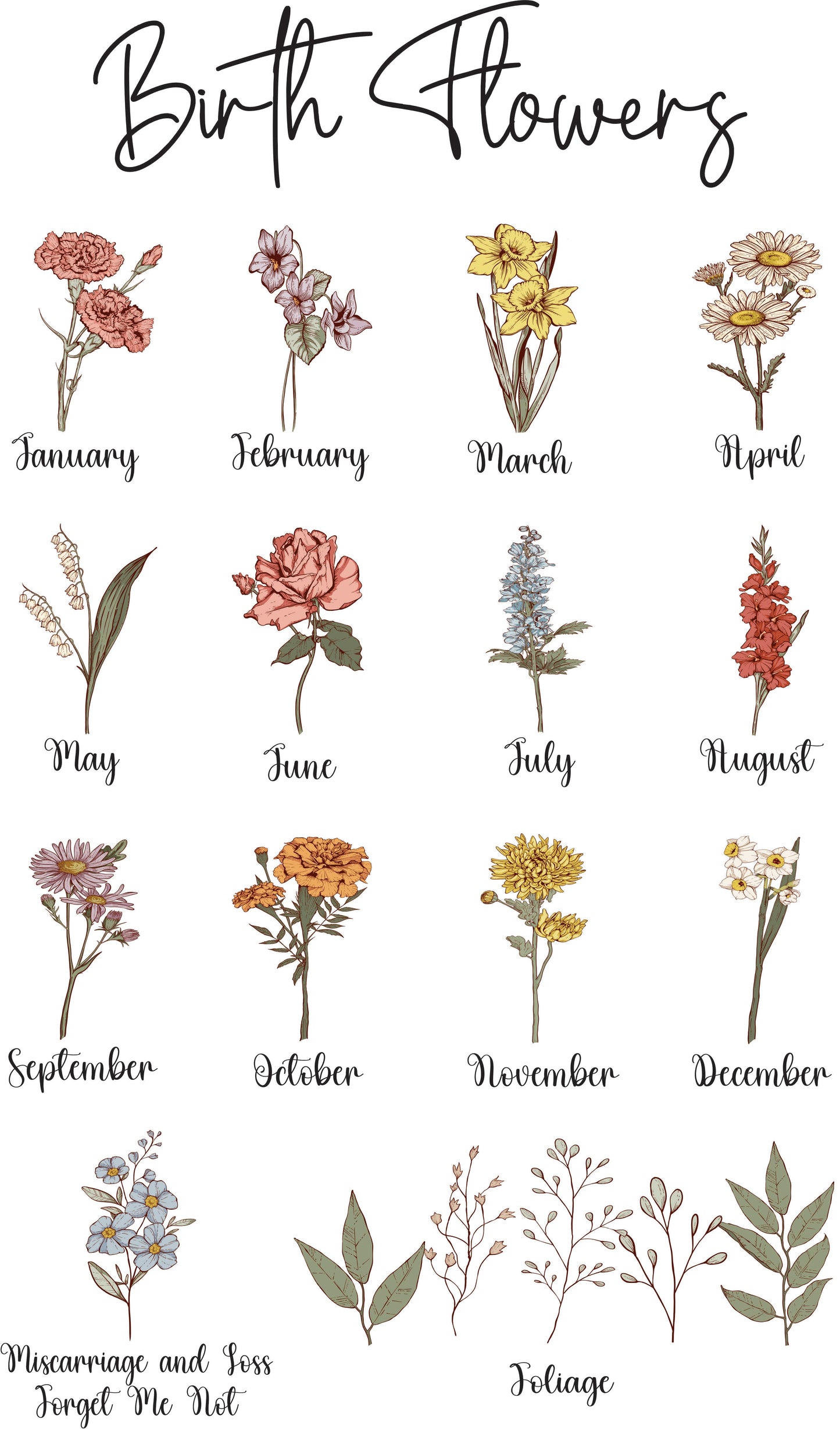 Custom Birth Flowers Bouquet Tee