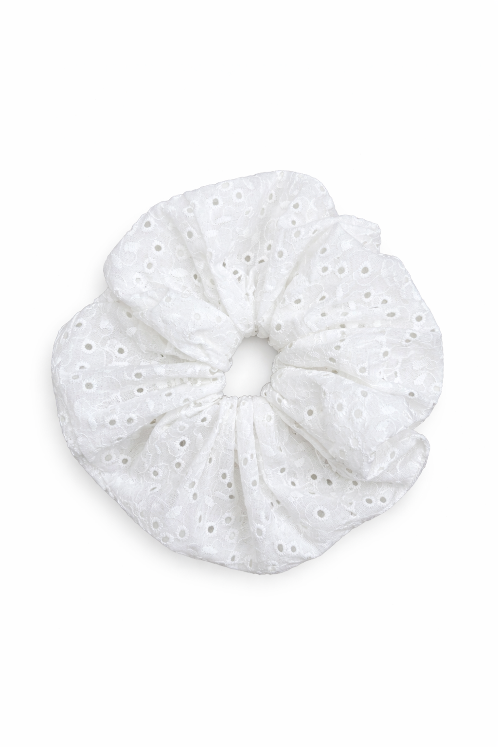 White Eyelet Lace Oversized Scrunchie
