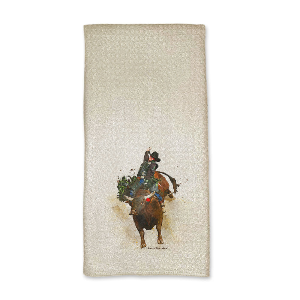 BULL RIDER Western Rodeo Kitchen Hand Towel Set