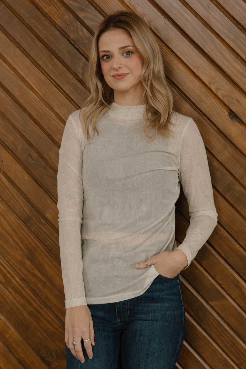 TOOLED IN IVORY MESH TOP- LIMITED SIZES