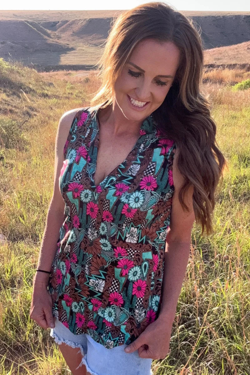 PINK PETAL TATTOO TANK TOP