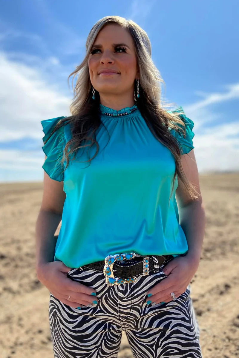 BABYDOLL TOP TURQUOISE