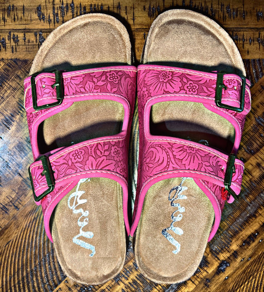 Berry Tooled Sandals