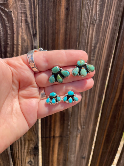 Nizhoni “The Backroads” Turquoise & Sterling Silver 4 Stone Earrings Handmade