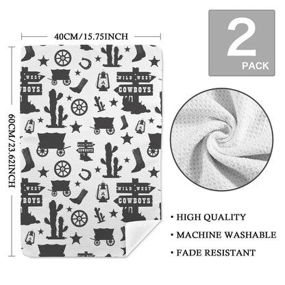 Wild West Cowboys Set of 2 Dish Towels Made in America