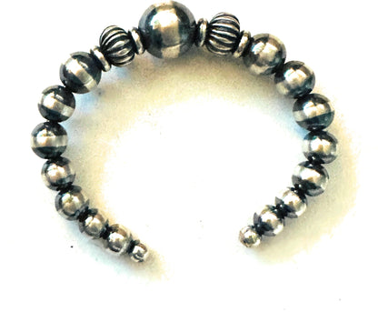 Navajo Sterling Silver Pearl Beaded Cuff Bracelet