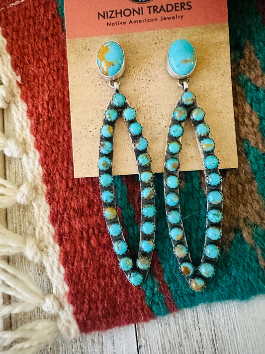 Navajo Sterling Silver & Turquoise Dangle Earrings