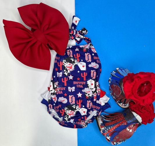 Howdy USA Ruffle Butt Romper