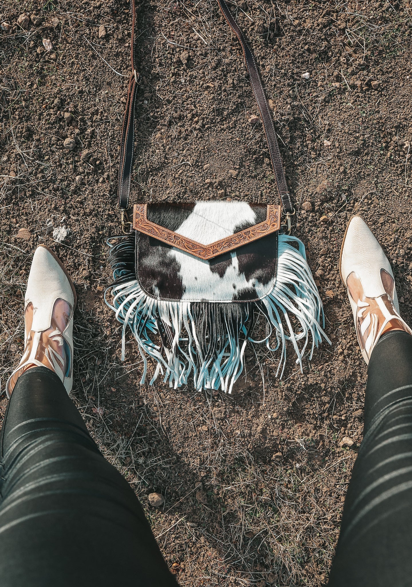 Maria Cowhide Fringe Purse