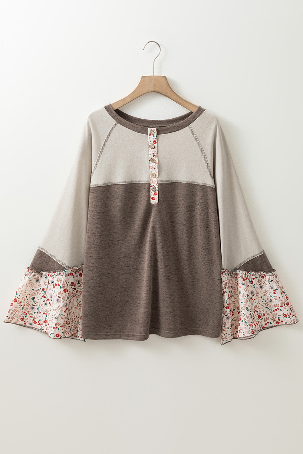 Floral Patchwork Henley Top