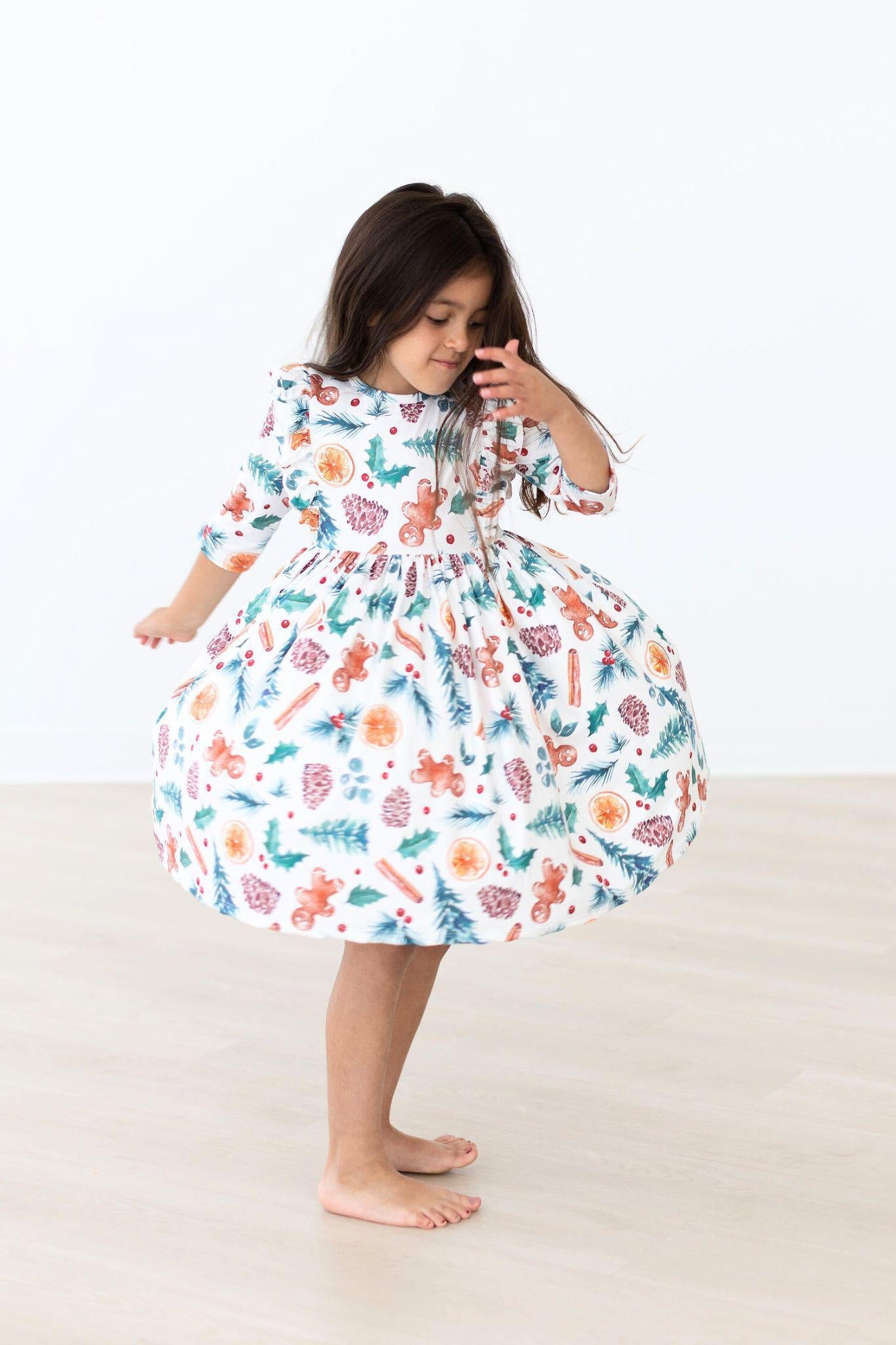 Classic Christmas Ruffle Twirl Dress