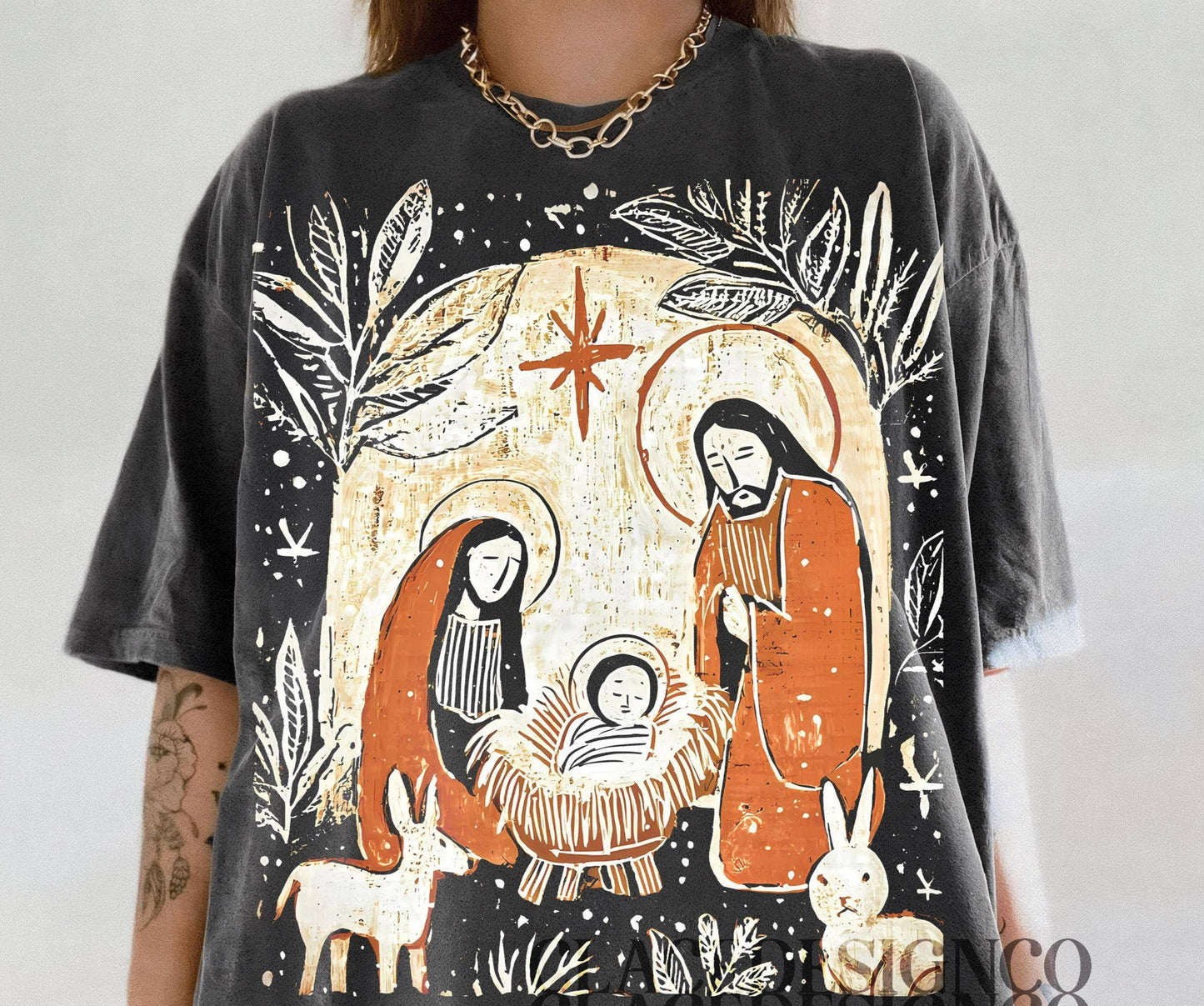 Floral Nativity Scene Comfort Colors Tee