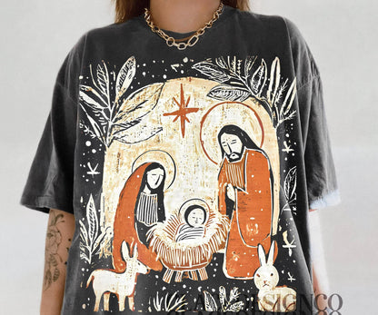 Floral Nativity Scene Comfort Colors Tee