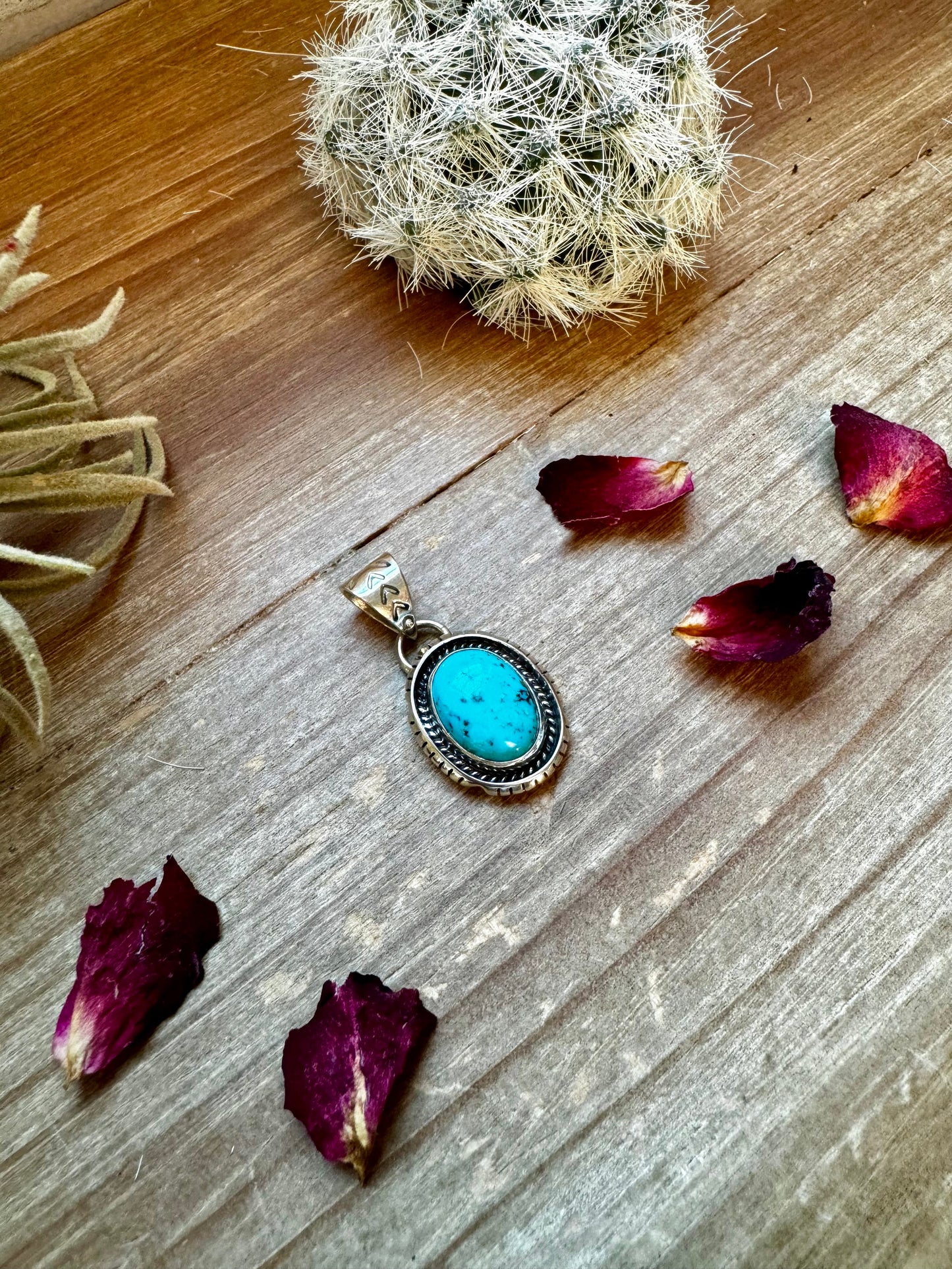 Oval Pendant - sterling silver with turquoise