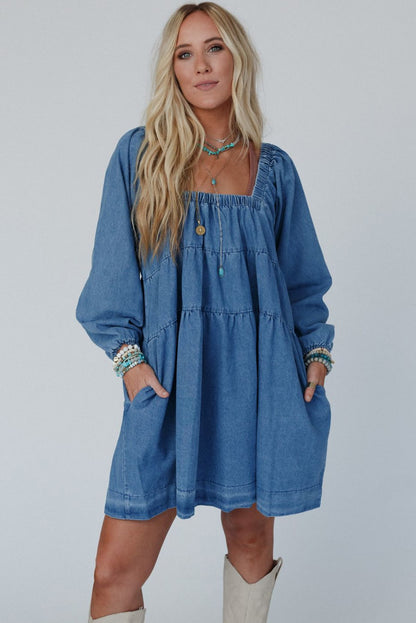 Loose Fit Denim Mini Dress