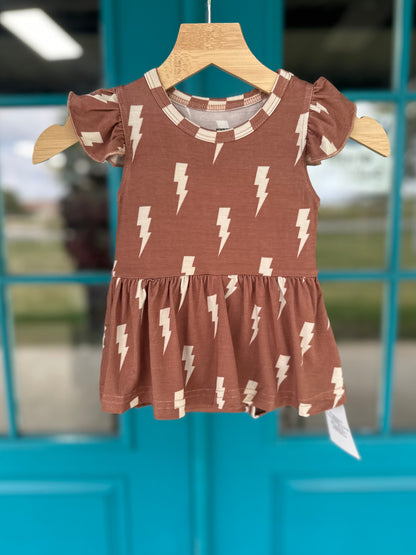 Rust Bolts Bamboo Skirted Romper