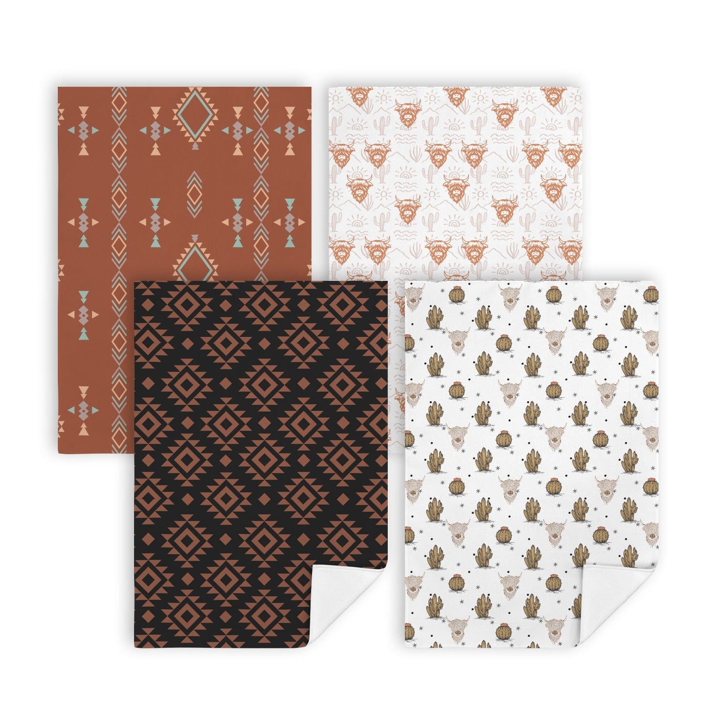 Baha Ranch Highlands Southwest Set of 4 Kitchen Dish Towels Made in America