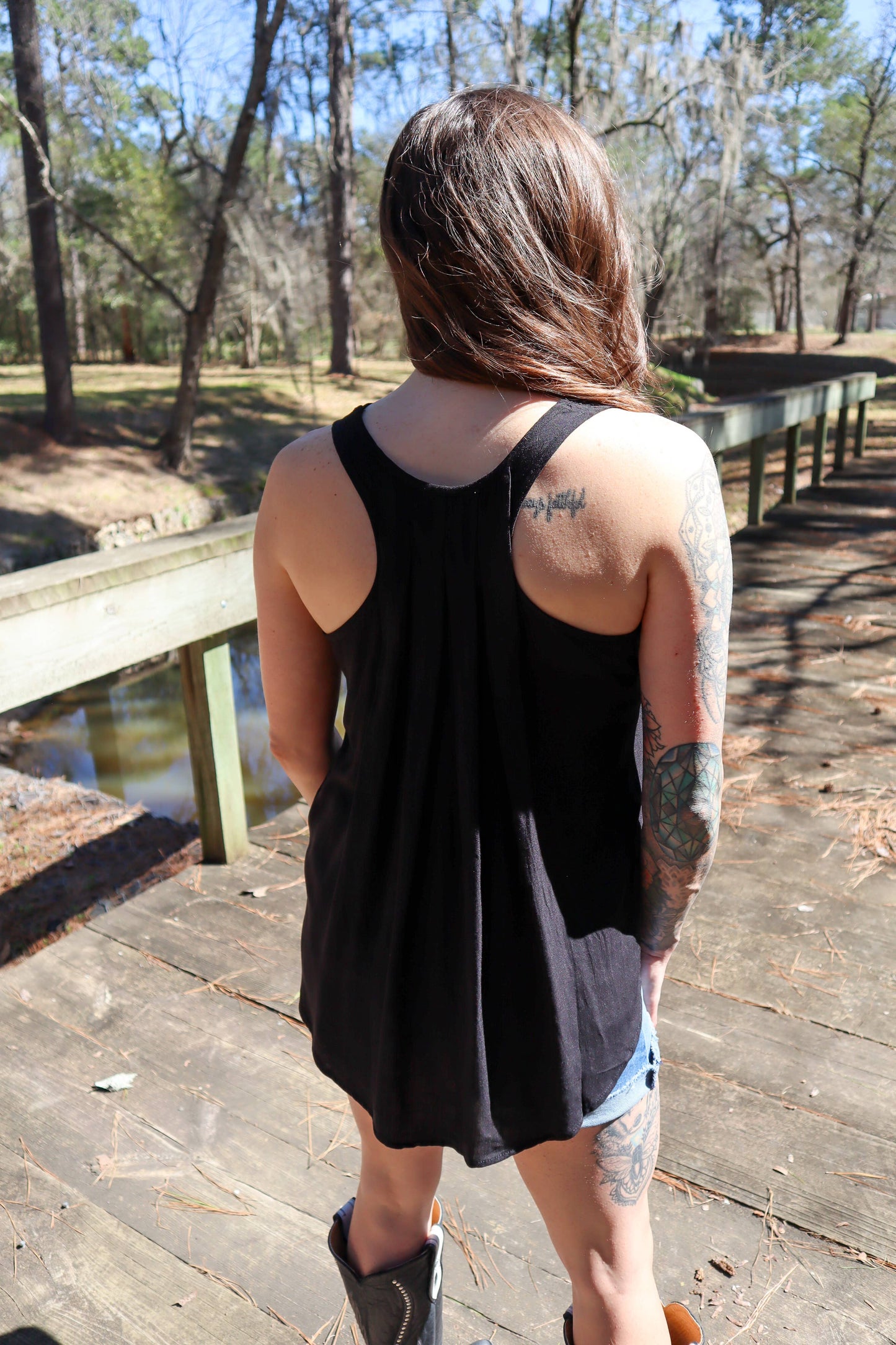 Watch Me Walk Away Pintucked Sleeveless Tank