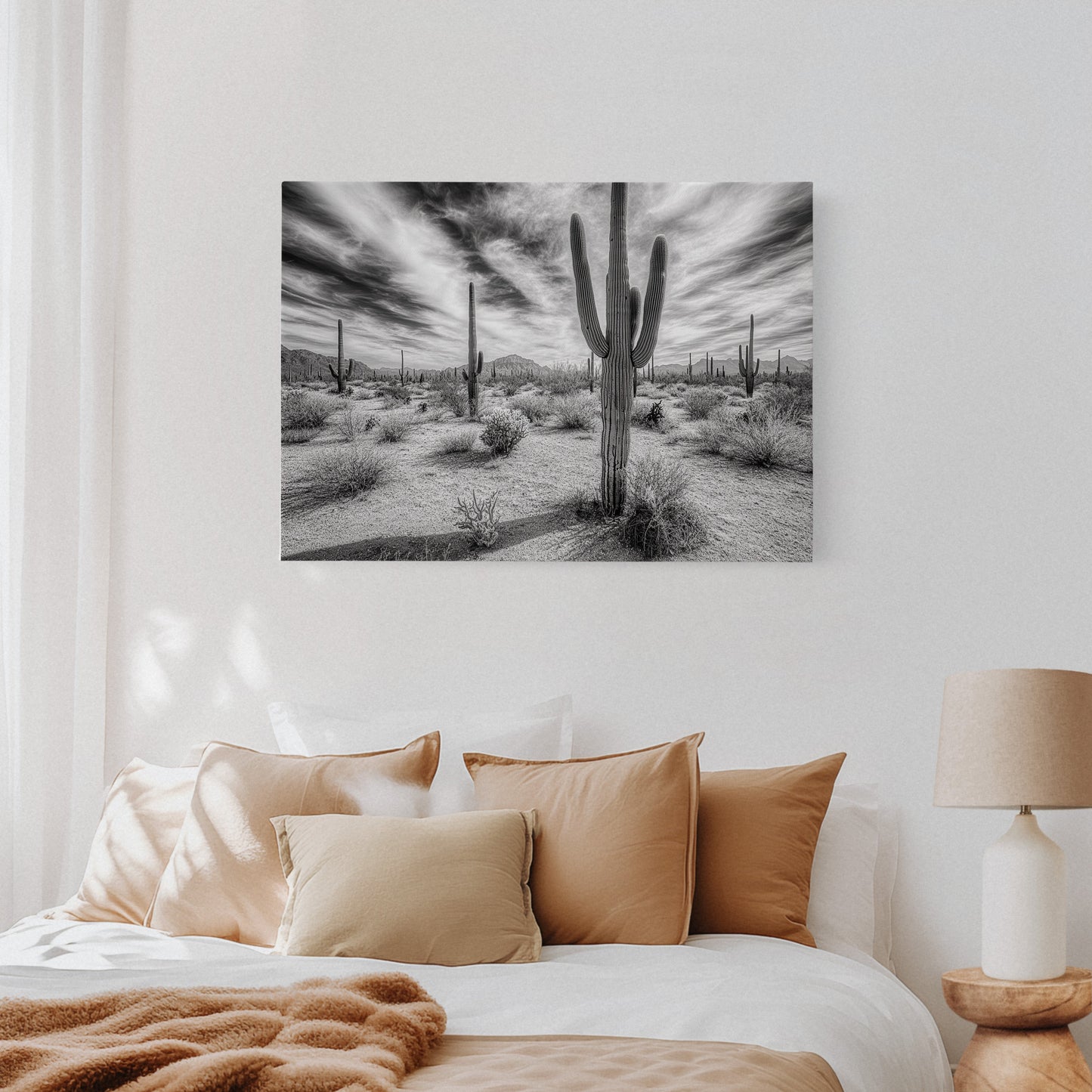 Saguaro Silence in Black and White