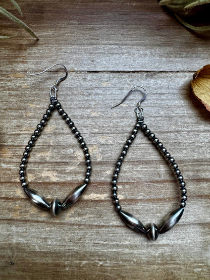 Sterling Silver Pearl & Torpedo Teardrop Earrings