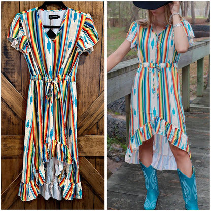 Serape/Aztec High-Low Dress