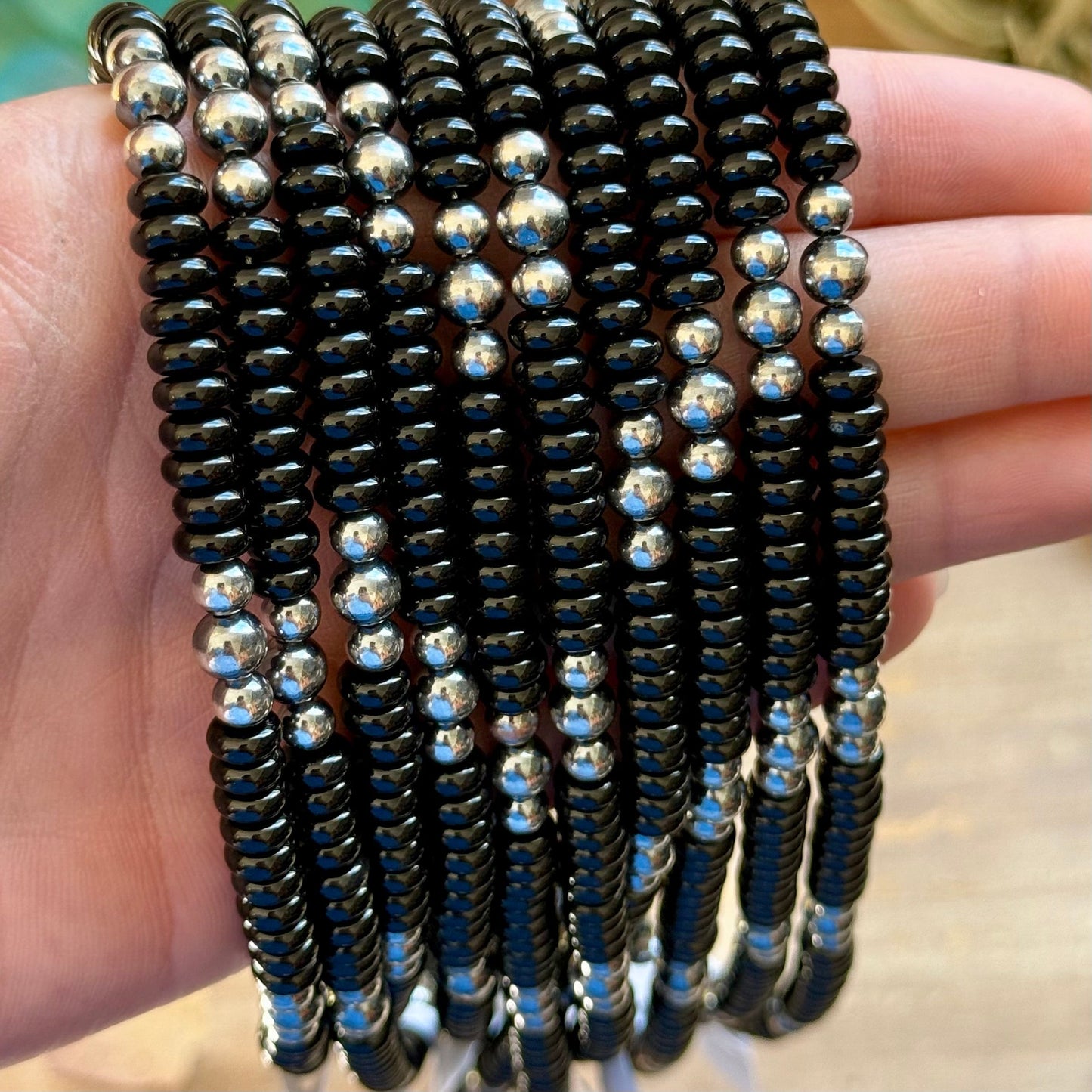 Black Onyx & Sterling Pearl Necklace 16.5”