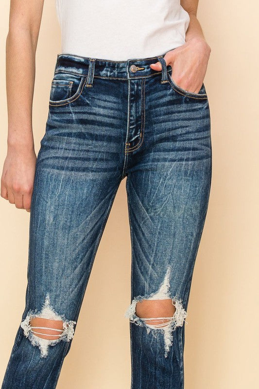 HIGH RISE STRETCH ANKLE CIGARETTE JEANS