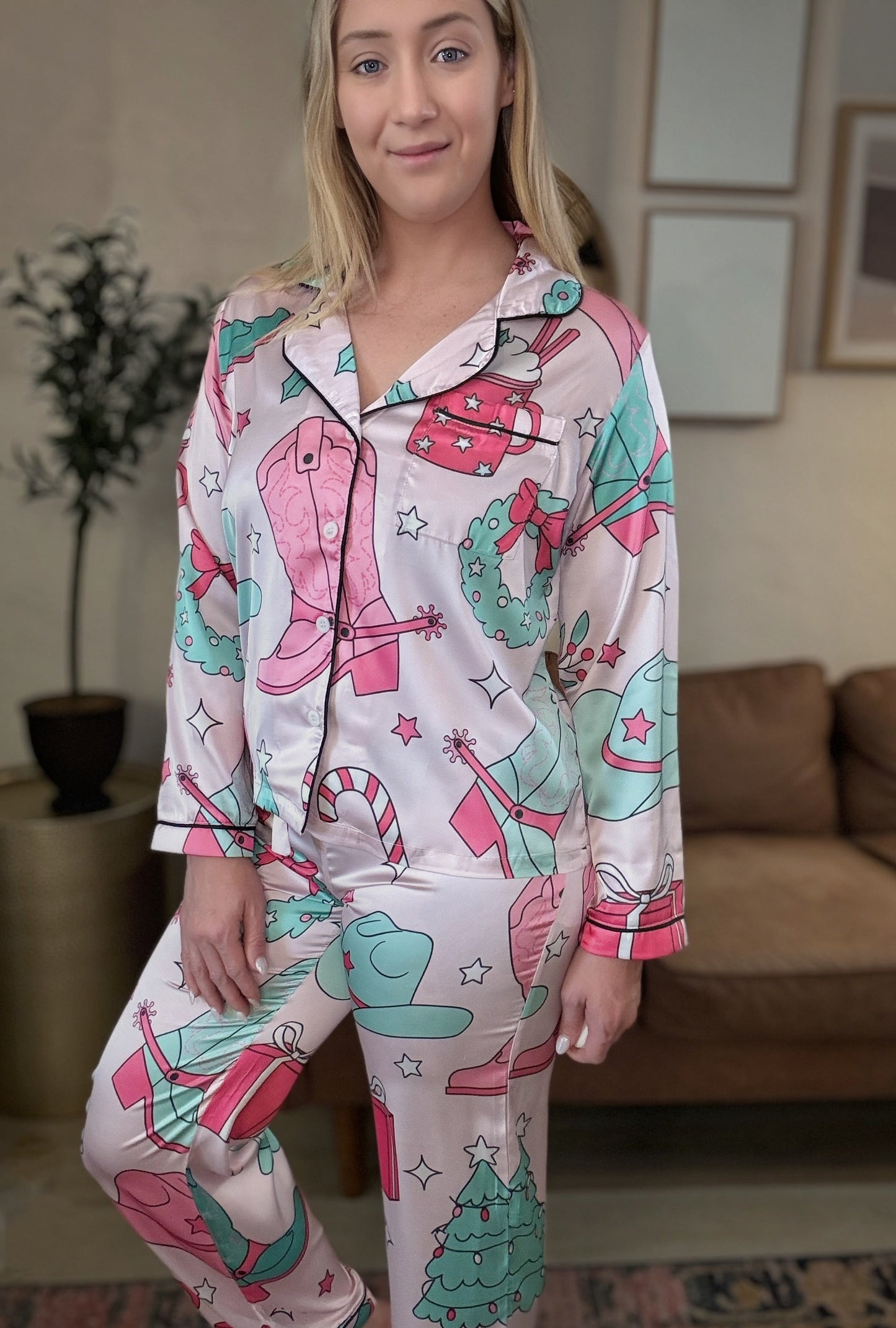 Cowgirl Barbie Christmas Silky Pajama Set