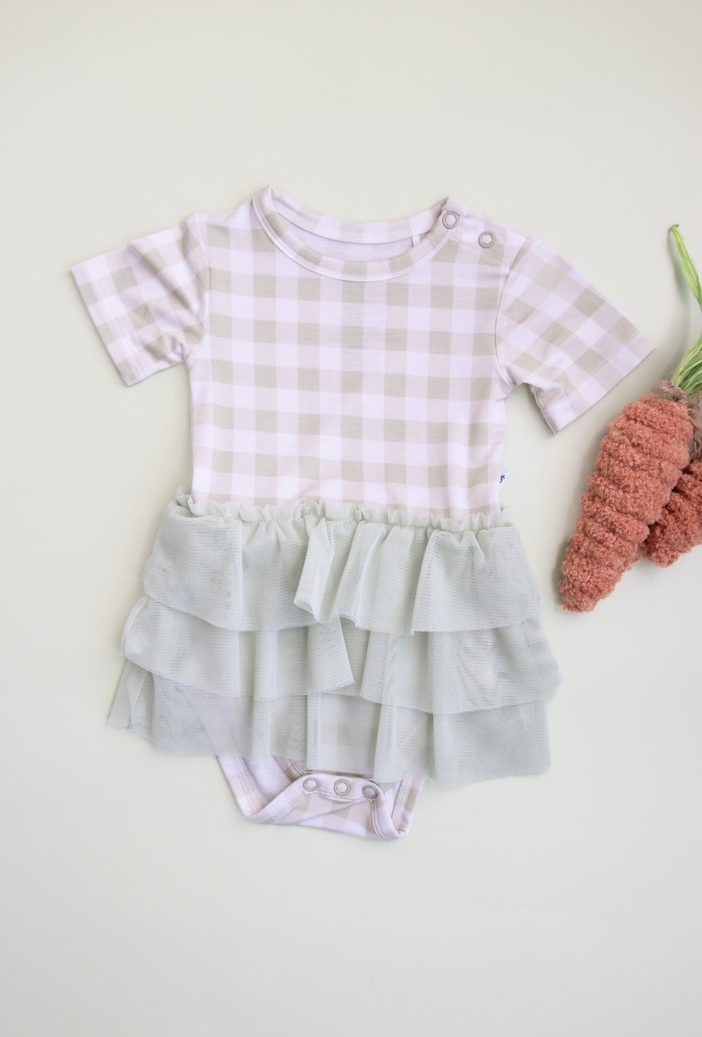 SAGE GINGHAM DREAM TUTU BODYSUIT DRESS