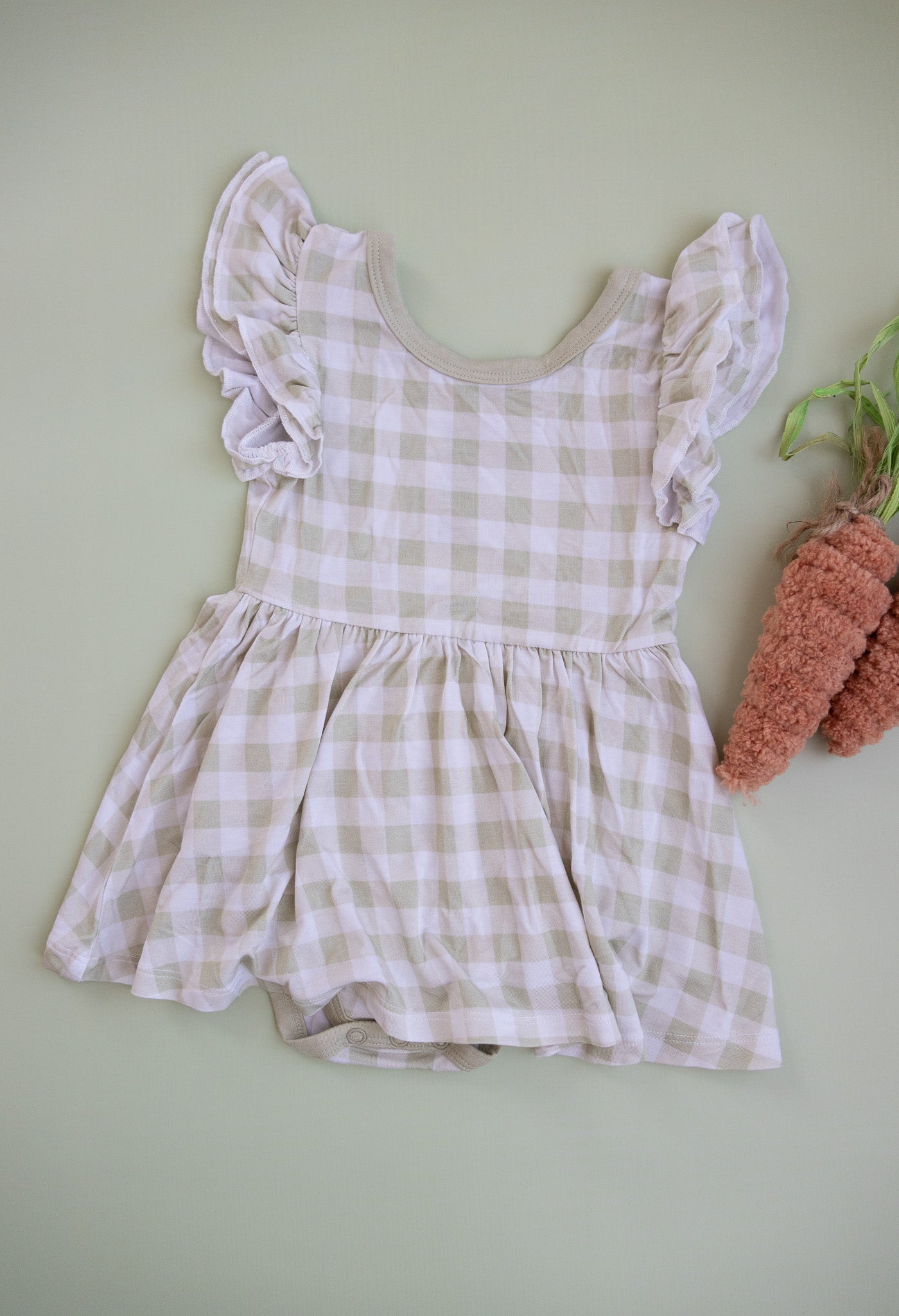 SAGE GINGHAM DREAM BODYSUIT DRESS