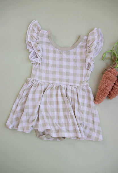 SAGE GINGHAM DREAM BODYSUIT DRESS