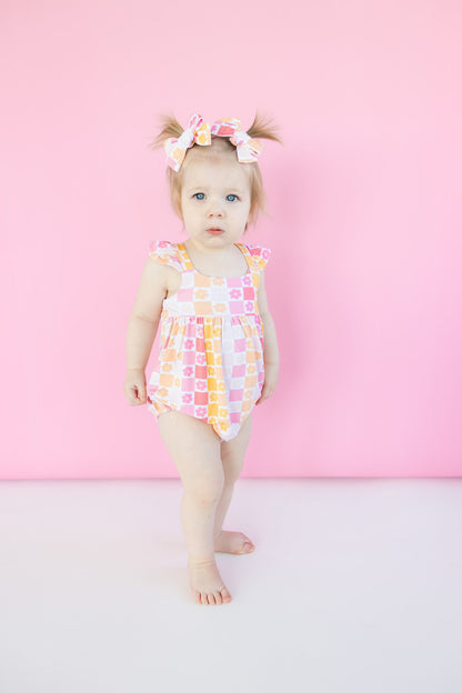 SUMMER SUNSET CHECKERS DREAM BUBBLE ROMPER