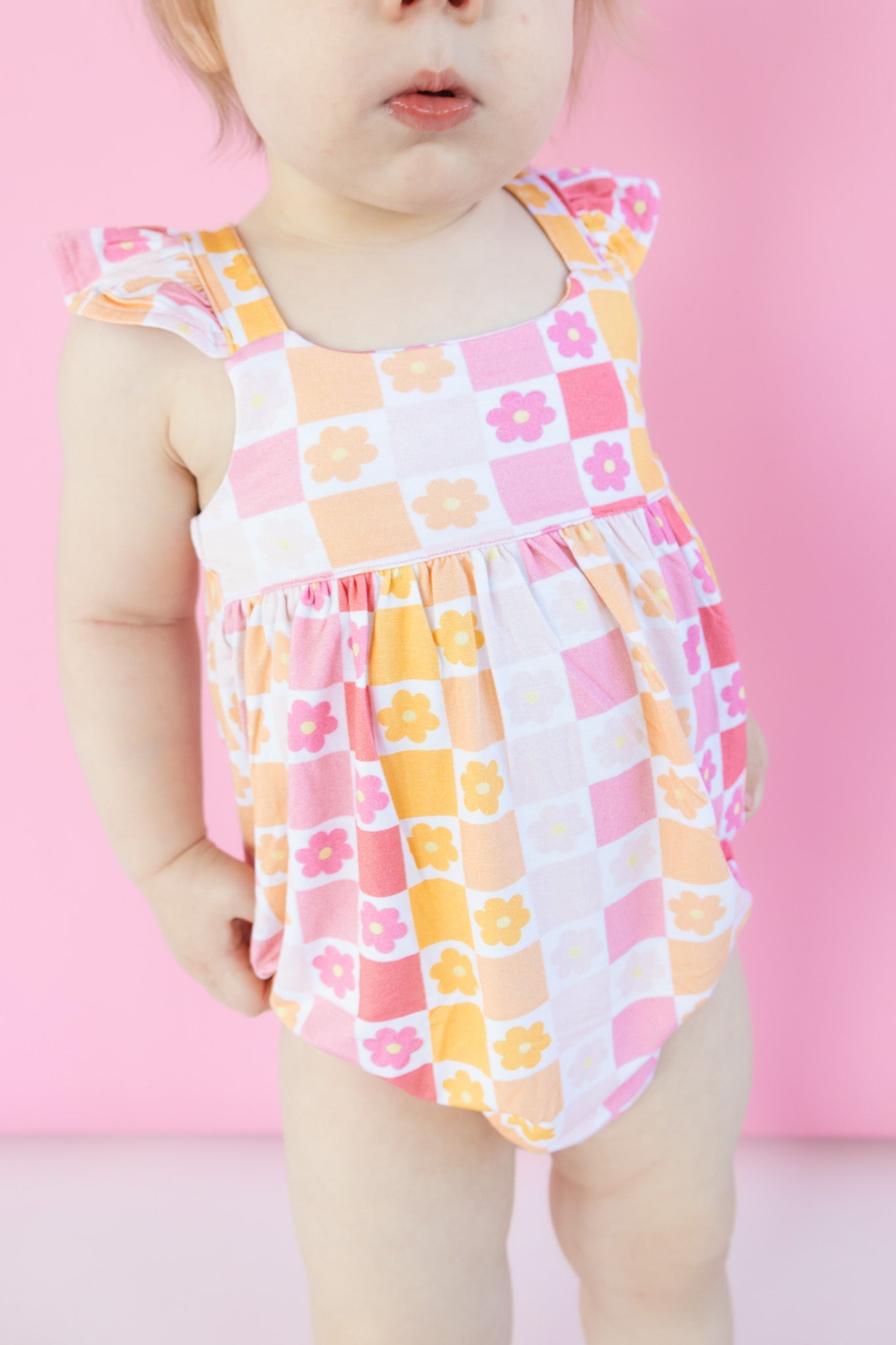 SUMMER SUNSET CHECKERS DREAM BUBBLE ROMPER