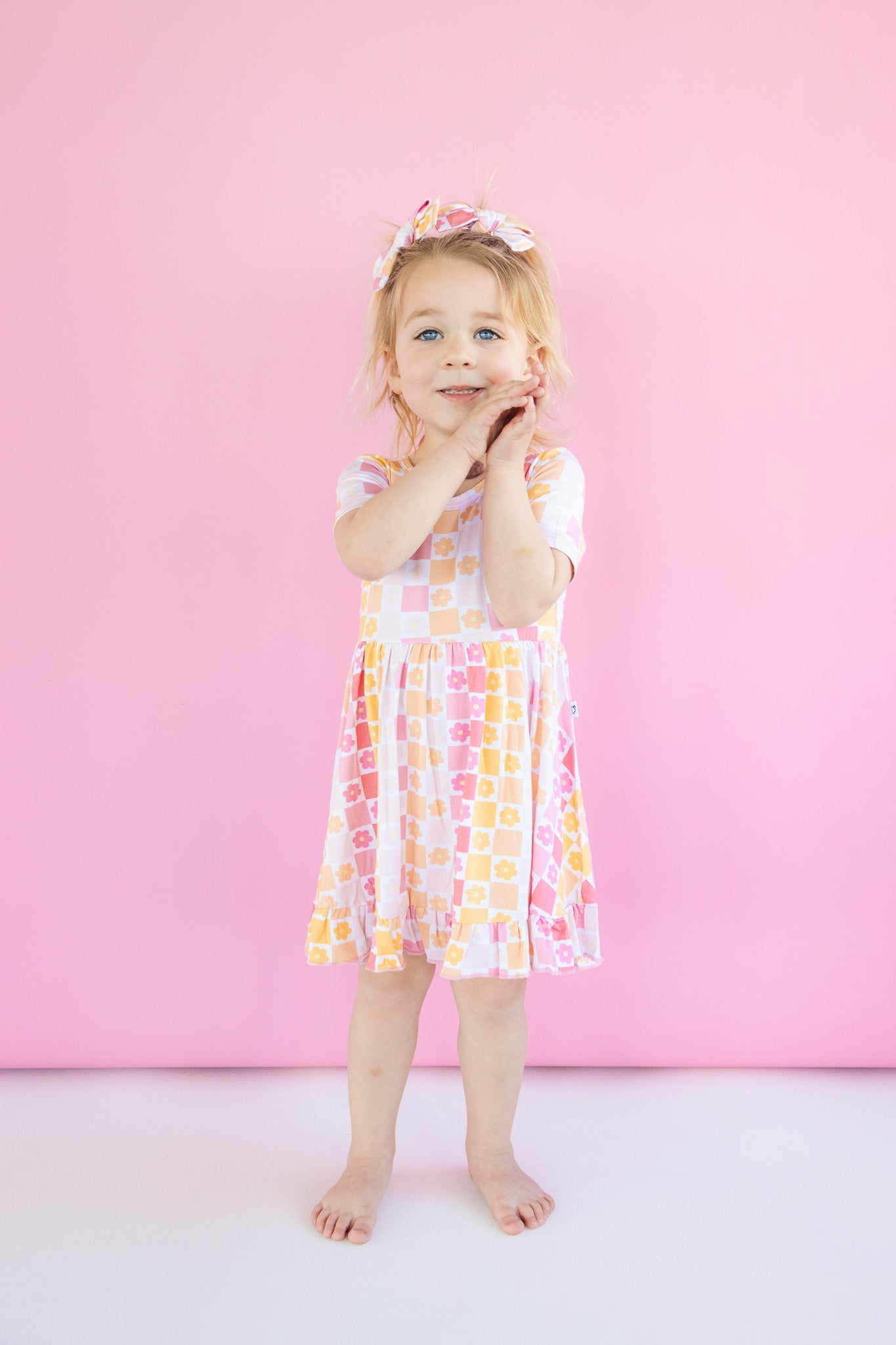 SUMMER SUNSET CHECKERS DREAM RUFFLE DRESS