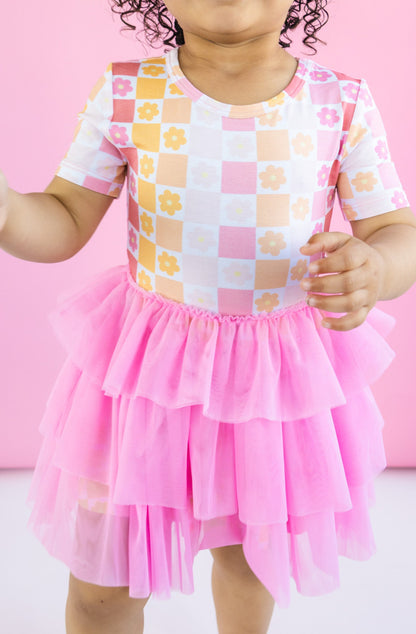 SUMMER SUNSET CHECKERS DREAM TUTU DRESS