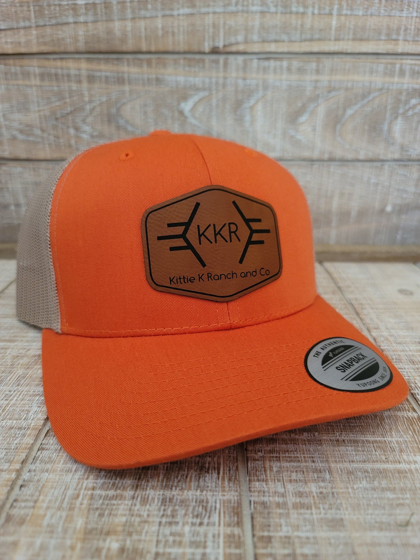 KITTIE K RANCH AND CO LEATHER PATCH SNAPBACK HAT