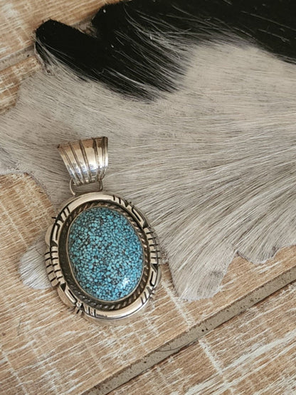 ROBERT SHAKEY KINGMAN WEB TURQUOISE PENDANT