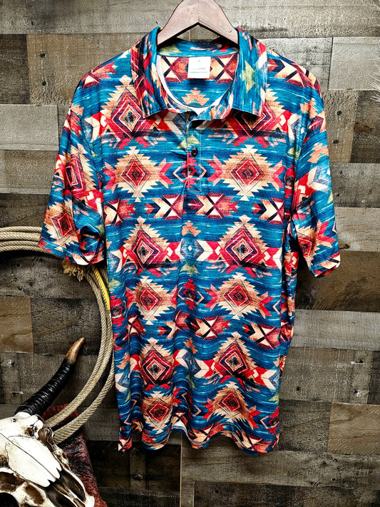 Arizona Aztec Men's Western Polo Shirt