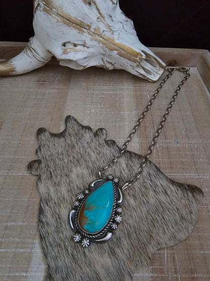 JEFF JAMES KINGMAN TURQUOISE TEARDROP NECKLACE
