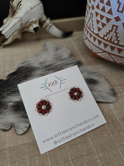 DAVID LEEKITY ZUNI STYLE CORAL CLUSTER EARRINGS